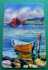 1 Single Genuine Vintage Swap Playing Card/blank back Moored Rowboat picture