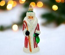Vtg Christopher Radko Striped Russian/Siberian Santa Christmas Ornament 5.25” picture
