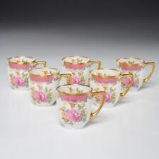 Six (6) Vntg. Pink Floral Royal Bavarian Hutschenreuther Demitasse Cups Only picture