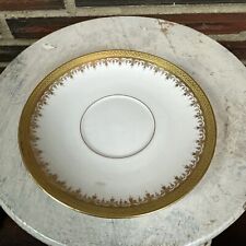 Vintage Limoges Coronet France Tea Cup Saucer White Gold Trim Round French Piece picture