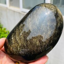450g Large Gold Sheen Obsidian Natural Quartz Crystal Gemstone Palm Stone picture