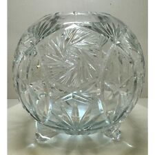 Vintage American Brilliant Crystal Glass Footed Rose Bowl - Pinwheel Pattern picture