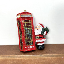 Christmas Hand-Painted Resin Santa London Red Telephone Booth Glitter Ornament picture