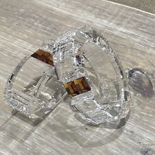 Swarovski Crystal Amber Orange Napkin Rings Holders Set of two Unused Super Rare picture