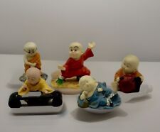 Vintage Miniature Asian Monk Chinese Kung Fu, Martial arts (5) Figurines picture