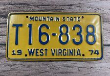 1974 West Virginia Mountain State LIcense Plate Truck Car T16-838 T 1 6 8 3 8 picture