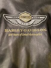 100th Anniversary Black Leather Jacket Harley Davidson 100 Years Size Medium VTG picture