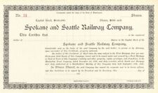 Spokane and Seattle Railway Co. - 1890's dated Unissued Railroad Stock Certifica picture