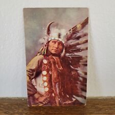 Old Chief Little Horse Sioux Indian Antique Color Postcard Posted Raton NM picture
