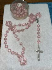 Pink 8mm Crackle Glass Prayer Catholic Rosary Beads picture