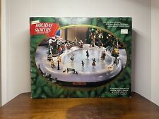 VTG Mr Christmas Holiday Skaters Village Ice Skating Rink Victorian EUC Working picture