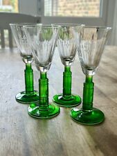 4 X Stylish Vintage Green Stem Shot Liquor Glasses 4cl Each picture