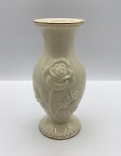 Lennox Vase Ivory Or Creme Colored With Rose Flowers And Gold Trim picture
