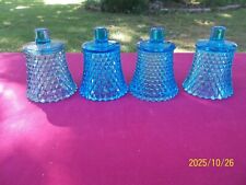 Lot of 4 Home Interiors Blue Diamond Point Glass Peg Candle Holders picture