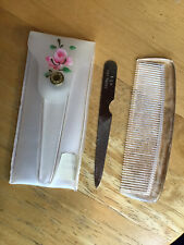 Antique 1940’s LADIES LUCITE HAIR COMB Pocket Grooming Kit Nail File VANITY USA picture