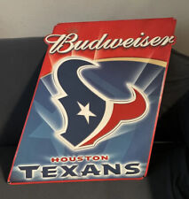Budweiser Metal Sign houston texans length 18 in height 22 1/2 inches picture