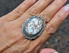 Navajo Women's Ring Wild Horse Turquoise NA Native American Jewelry sz 9.25US picture