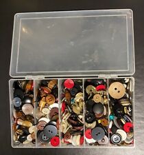 Vintage Lot Hundreds of Decorative Metal & Plastic Buttons Ornate Sewing w/ Case picture
