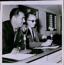 LG868 1958 Original Photo LOU BOUDREAU Chicago Cubs Baseball Announcer in Booth picture