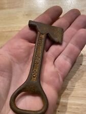 Firefighter Axe Bottle Opener Fireman Fire Chief Collector Beer Cast Iron Patina picture
