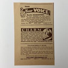 Vintage Print Ad Voice Charm Train Songwriters 1940s Mallory Recording NY Mail picture