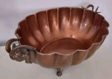 Vintage Italian Brass Rams Heads Bowl Jardiniere Footed With Handles picture