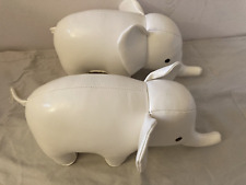 Pair of Zuny Elephant White Bookends  Faux Leather # 4973 picture