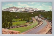 Woodland Park CO-Colorado Pikes Peak From UTE Pass Highway Vintage Postcard picture