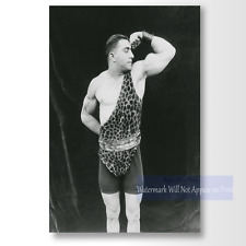Vintage Circus Strongman in Leopard Print Suit Flexing - Vintage Photo Print picture