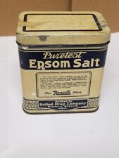 Vintage 8 Oz Puretest Epsom Salt Tin United Drug Co Rexall picture
