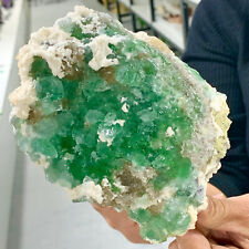 2.98LB Rare transparent Green cubic fluorite mineral crystal sample / China picture