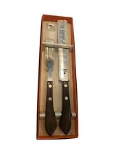 Vintage Oneida Deluxe Cutlery Carving Set Knife Fork Stainless USA Made Orig Box picture