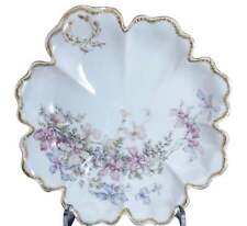 c1910 Haviland Limoges Scalloped bowl with Pink Blue and Yellow Flowers picture