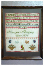 SAMPLER by MARGARET MIDGLEY in 1875 W/ RARE PROVENANCE  FIRST TIME OFFERING   picture