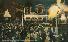 ANTIQUE c1907-1915 POSTCARD, Night Crowds at Luna Park, PITTSBURGH, PA  picture