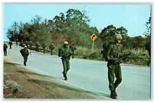 c1960's Carrying M16 Rifles Trainees Road March Fort Knox Kentucky KY Postcard picture