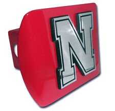 nebraska iron n logo metal red chrome trailer hitch cover usa made picture