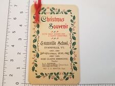 1898 Evansville School Evansville Vermont Christmas Souvenir Pupil Card EUC picture
