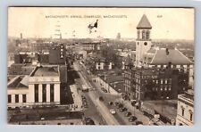 Cambridge MA-Massachusetts, Birds Eye View Massachusetts Avenue Vintage Postcard picture
