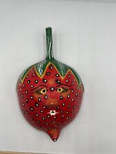 VINTAGE MEXICAN FOLK ART STRAWBERRY MAN WITH FACE HAND PAINTED COCONUT SHELL picture