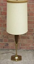 Vintage Laurel Brass & Walnut Mid Century Modern Table Lamp w/ Hexagon Base picture