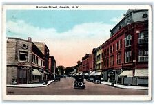c1920 Busy Day Madison Street Classic Cars Buildings Oneida New York NY Postcard picture
