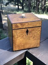 Antique 19th century wood Burl Georgian tea caddy box with Bone Handle picture