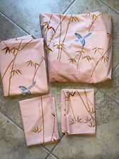 Vintage Martex Hanae Mori FULL Sheet Set Fitted Flat 2 Pillowcases Salmon Color picture