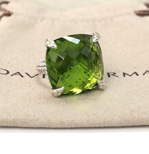 David Yurman Sterling Silver 20mm Chatelaine Ring Peridot & Diamond Sz 6 picture