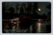 Anderson IN-Indiana, Moonlight Scene on White River, Antique Vintage Postcard picture