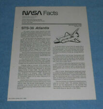 1990 NASA Facts STS-36 Space Shuttle Atlantis Mission picture