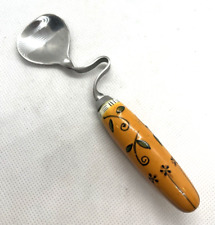 Unique Small Twisted Spoon with Yellow Floral Decorated Handle picture