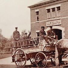 Rare 1911 Postcard Amsterdam New York Fire Department Hose Co Firemen Horse NY picture