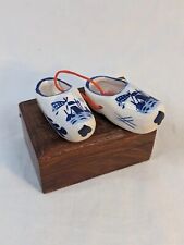 Miniature Porcelain Clogs Delft Blue Vintage Windmill Shoes Collectibles Holland picture